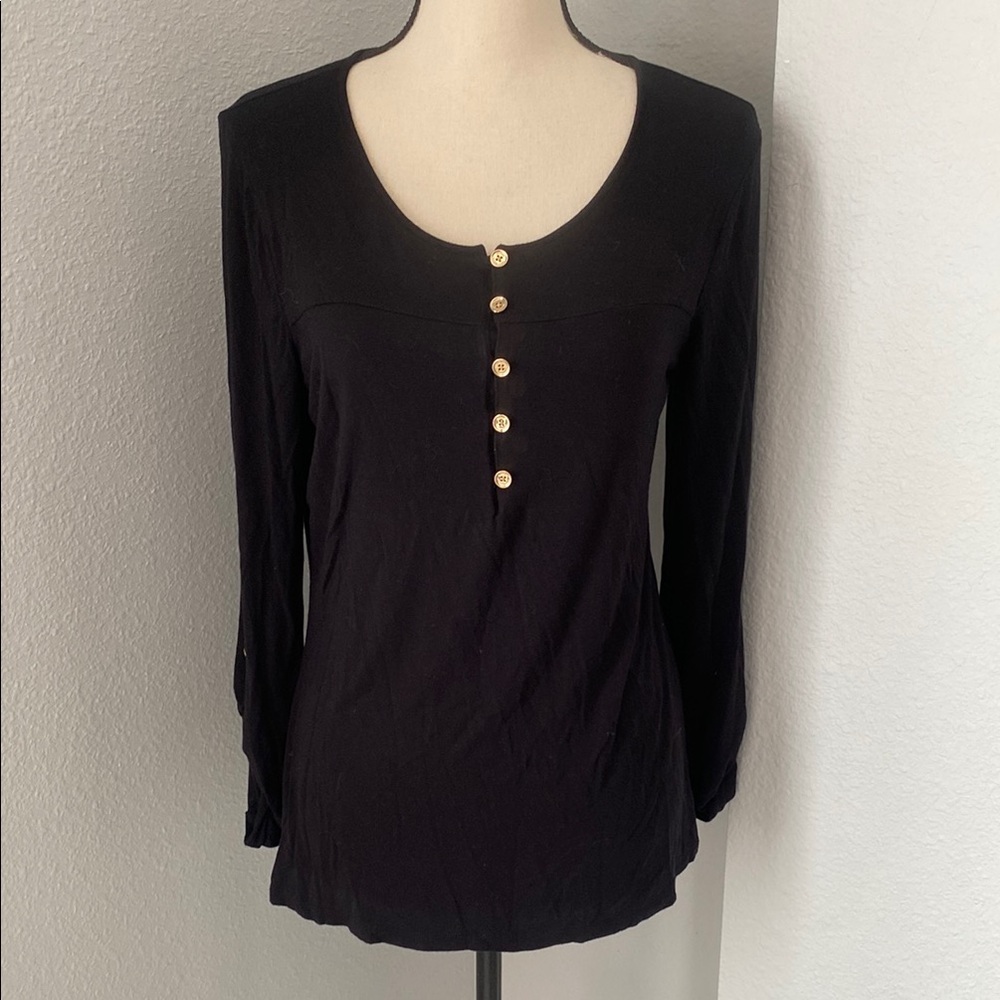 Michael Kors Elegant Black Button-Down Women's Top